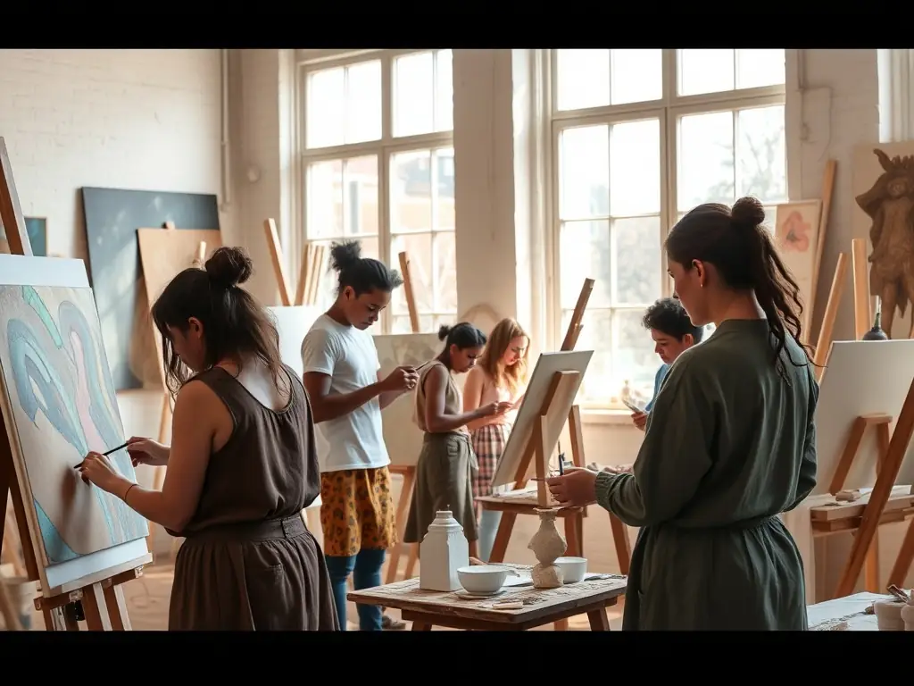 An image of a workshop in progress, where participants are learning new artistic skills under the guidance of experienced instructors, reflecting CHUKCHUKA's commitment to arts education.