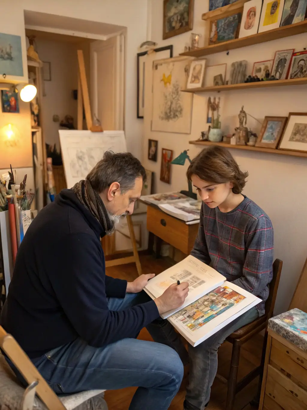 A photo of artists receiving mentorship from experienced professionals through CHUKCHUKA's mentorship program, emphasizing guidance and support.